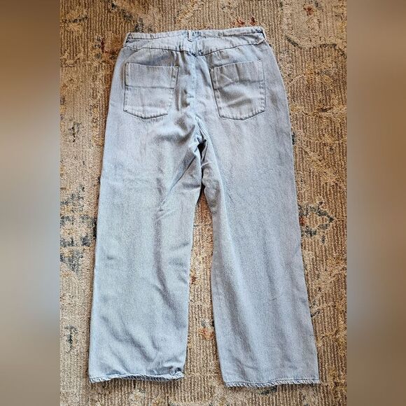 Dear John Wide Leg Cropped Jeans With Red And White Stripe On Side, Size 29 - Picture 3 of 8